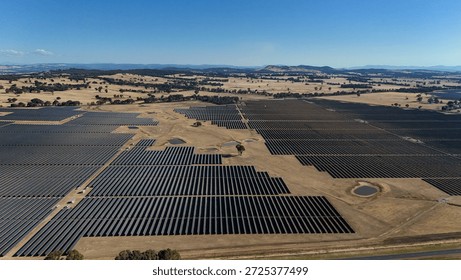 Array of solar panels on farmland in regional Victoria