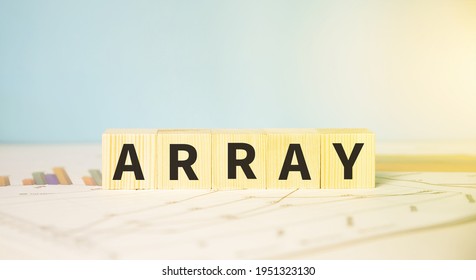 Array text on cubes. Technology and computer concept.