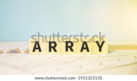 Array text on cubes. Technology and computer concept.
