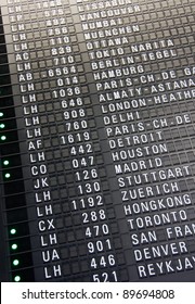 Arrival and departure board at airport terminal of Frankfurt