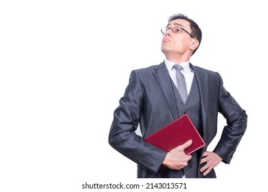 Arrogant Man With Book In Light Studio