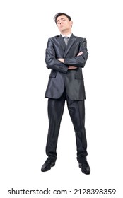 Arrogant Man In Elegant Suit. White Background.