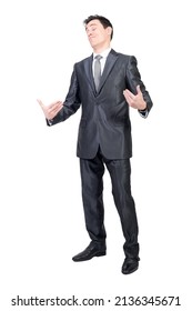 Arrogant Man In Formal Suit. White Background.