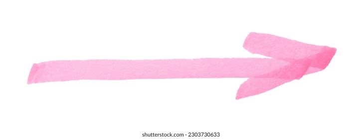 Arrow drawn with pink marker on white background, top view
