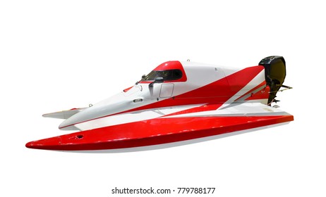 Arrow Dynamic Reduce Friction Design Racing Boat Formula 1 Isolated On White Background. This Has Clipping Path.