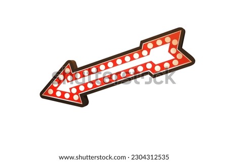Arrow electric Neon light sign billboard retro vintage design isolated on white background. This has clipping path.