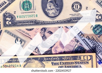 Arrow Up On The Background Of Dollar Bills. The Concept Of The Growth Of The Dollar, Success, Wealth, Growth Of The US Economy.