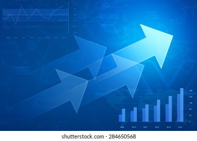 Arrow on financial graph and chart, success business concept, Elements of this image furnished by NASA