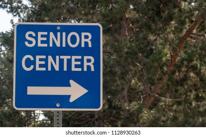 Arrow To Senior Center Sign