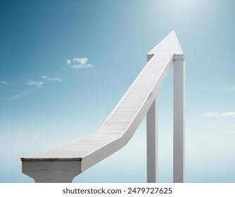 An arrow shaped bridge point upt, on a clear blue sky - Powered by Shutterstock