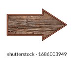 Arrow sign. Wooden old weathered arrow sign with frame isolated on a white background. Wooden signboard. Street signs.