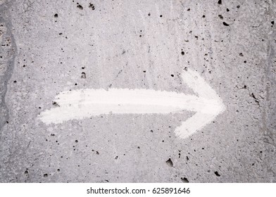 Arrow Spray Painted On The Concrete Wall, Spray Paint Shape, White Spray