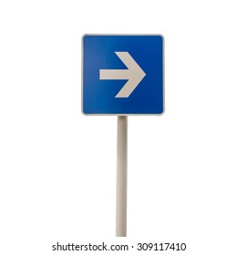 Arrow Traffic Sign Isolated On White Background