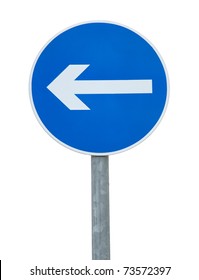 Arrow Traffic Sign Isolated On White Background