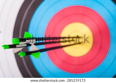 Arrows in archery target