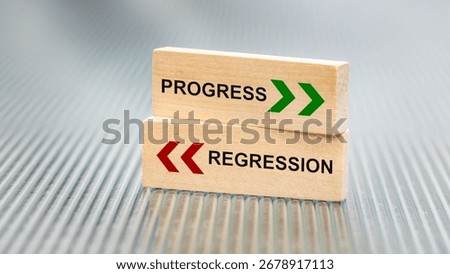 arrows indicating the path of development and regression. Progression and regression symbol. Conceptual, motivational words. Green arrow is moving forward, red arrow is moving backward