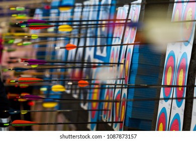 Arrows In Olympic Archery Indoor Targets.
