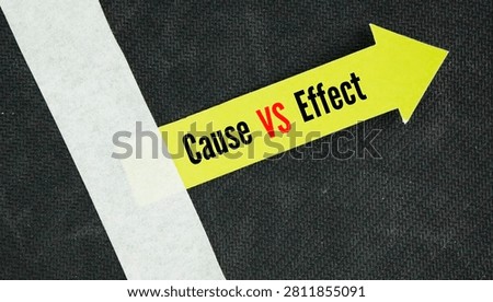 Arrows with the words Cause vs Effects. the link between two events where one thing makes another happen.