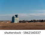 Arrowwood, Alberta - November 21, 2020: View of the old Arrowwood Pool grain elevator.