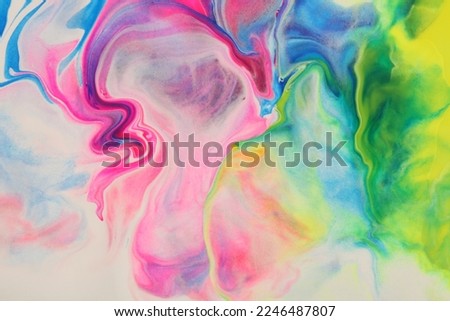 Art Abstract flow pour acrylic and watercolor marble blot painting wall. Color wave modern horizontal texture background.