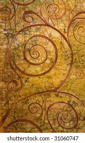 art, abstract spiral depicted on silk