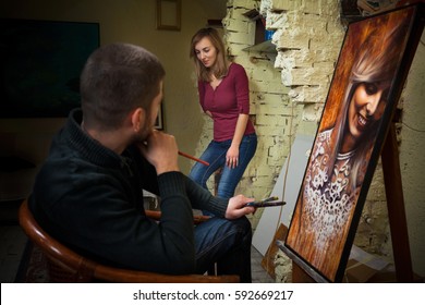Art class in art studio
