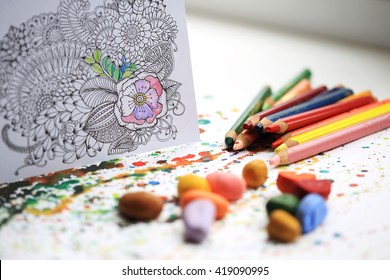 Art and Color Therapy. Anti Stress Adult coloring book.