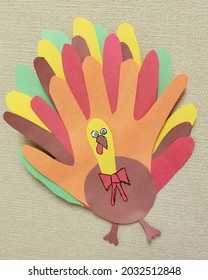 Art craft project  Construction paper Thanksgiving turkey traced outline child hand  Children's activity  Cute whimsical silly  Easy to make  Nice keepsake memory  School daycare home fun 