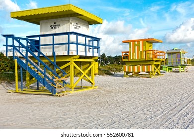 Art Deco Lifeguard Stands Multiple Colors Miami Beach, Florida