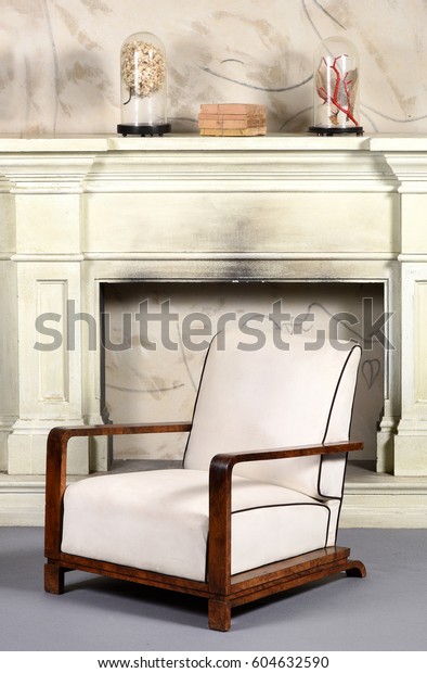 Art Deco Style Upholstered White Armchair Stock Photo Edit Now