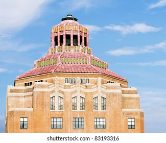 Art Deco Terracotta Tile Roof Of City Hall In Asheville, North Carolina