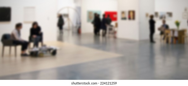 Art Exhibition Gallery Abstract Background, Intentionally Blurred Post Production.