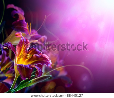 Art Floral frame on a red background .With copy-space