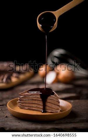 Similar – Creme caramel. Egg pudding on wooden background