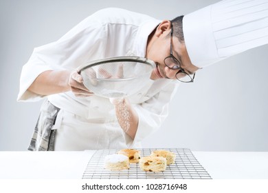 The Art Of Making Scones. A Pastry Chef Demonstration Of Making Scones.