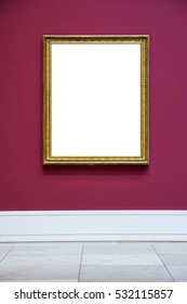 Art Museum Frame Wall Ornate Minimal Design White Isolated Clipping Path Template