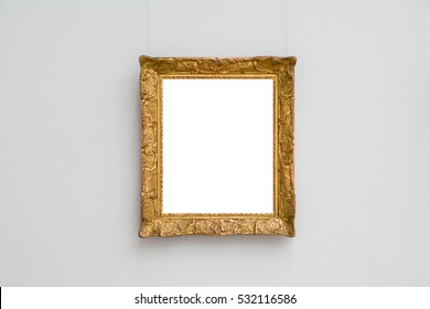 Art Museum Frame Wall Ornate Minimal Design White Isolated Clipping Path Template