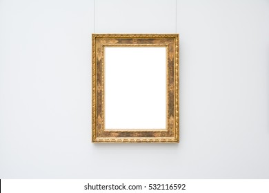 Art Museum Frame Wall Ornate Minimal Design White Isolated Clipping Path Template