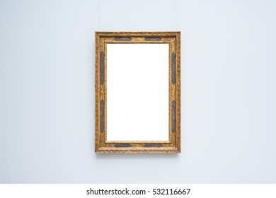 Art Museum Frame Wall Ornate Minimal Design White Isolated Clipping Path Template