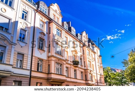 Art nouveau buildings in the historic center of Munich. High quality photo