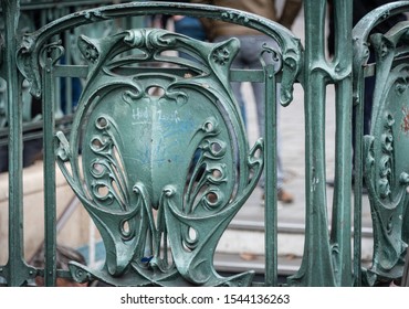 Art Nouveau Metro station ironwork detail in Paris - Powered by Shutterstock