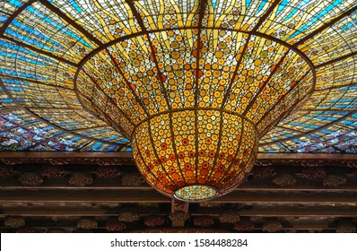 Art Nouveau Stained Glass Ceiling.