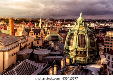 Art Nouveau Style Dome Of The Municipal House. Prague, Czech Republic.