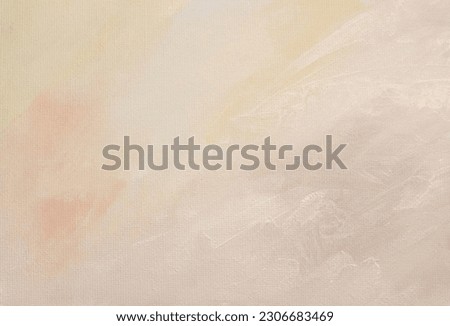 Art oil and acrylic smear blot canvas painting. Abstract beige neutral color stain brushstroke texture background.