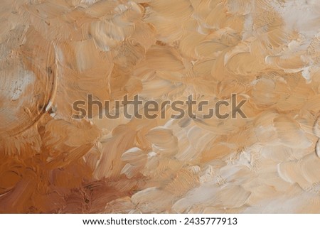 Art oil and acrylic smear blot canvas painting wall. Abstract texture gold, bronze, beige and white color stain brushstroke texture background.