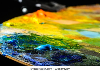 Art oil paints shot close-up