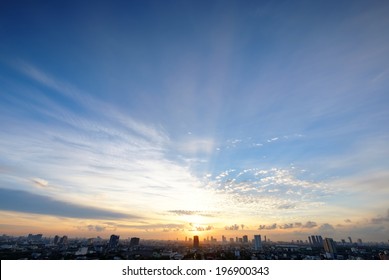 Art Of Sky And Morning Time View Of Bangkok Thailand