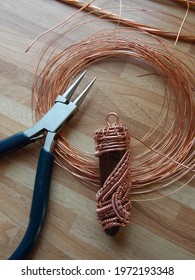 Art Space Workshop Copper Jewelry Pendant With Crystal Decor Jewellery Wire Wrap Art Skein Of Copper Wire Tools      