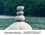 Art of stone balancing, meditation and concentration.