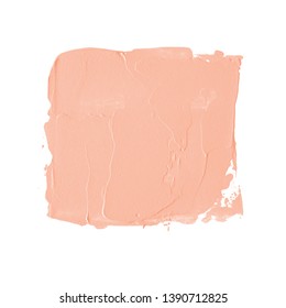 Art Texture Abstract Peach Paint Square Spot  Isolated On White Background - Image